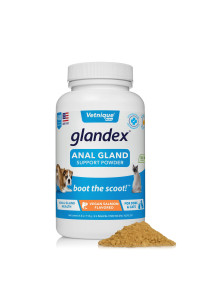Glandex Dog Fiber Supplement Powder for Anal Glands with Pumpkin, Digestive Enzymes & Probiotics - Vet Recommended Healthy Bowels and Digestion - Boot The Scoot by Vetnique Labs (Vegan Salmon, 4.0 oz)