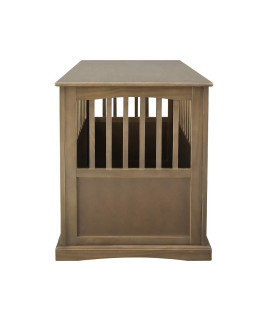 Casual Home Large Wooden Indoor Pet Crate Dog House Kennel End Table Night Stand Furniture, Taupe Gray