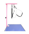 Dog Grooming Supplies - Portable Dog Grooming Arm with Grooming Loop & Clamp for Pet Grooming Table - Dog Grooming Supplies - 27in Foldable Pink Steel Arm with S/M (19 or 21in) No Sit Haunch Holder