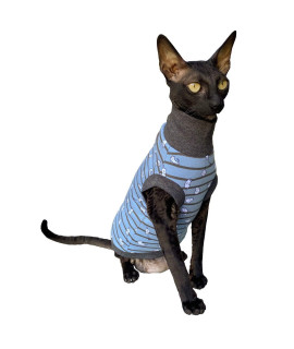 Kotomoda Sphynx Cat's Turtleneck Small Cats Blue Naked Cat Hairless Cat Clothes (L)