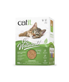 Catit Go Natural Wood Clumping Cat Litter, 15L Bag