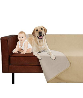 W-ZONE Waterproof Dog Bed Cover Pet Blanket for Furniture Bed Couch Sofa Reversible (8282, Style2-Sand+Beige)