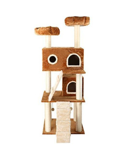 Zjhtk Cat Tree Cat Tower Multi Level Cat Tree Tower Cat Scratch Posts Activity Centre With Condoladderssisal Pillarfunny Cat Balljumping Platform For Mediumlarge Cats 5060172Cm Brown