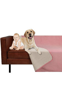 W-ZONE Waterproof Dog Bed Cover Pet Blanket for Furniture Bed Couch Sofa Reversible (4060, Style2-Pink+Beige)