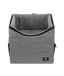 X-ZONE PET Dog Booster Car Seat/Pet Bed at Home, with Pockets and Carrying case?Easy Storage and Portable (Medium, Grey)
