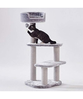 Zjhtk Cat Tree Cat Tower Multi Level Cat Tree Tower Cat Scratch Posts Activity Centre Stable And Healthy With Cat Nestsisal Pillarcat Balljumping Platform For Mediumlarge Cats Graya
