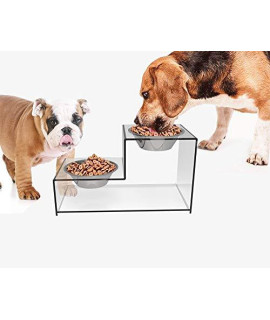XINFENG Cat Bowl Double Bowl Acrylic Pet Bowl Adjustable Cat Food Bowl Protecting Cervical Dog Food Bowl Rack,Bowls & Dishes