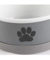 Bone Dry Ceramic Pet Collection, Large Bowl Set, Gray Paw 2 Count