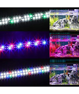 SEISSO Aquarium Light LED Aquarium Plant Light with Aluminum Alloy Shell Extendable Brackets White Blue Red Green Bulb Freshwater Fish Tank Light (18-25 Inch)