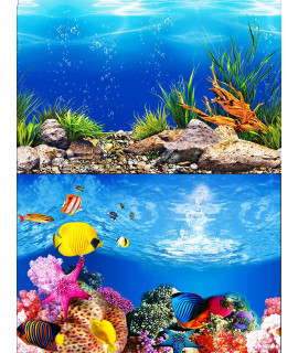 ELEBOX Water Plants Aquarium Background Poster HD Fish Tank Background Decorations Landscape 2 Sided 16x 40