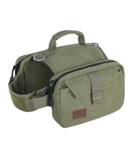 OneTigris Dog Pack Hound Travel camping Hiking Backpack Saddle Bag Rucksack for Medium Large Dog (Ranger green, Medium)