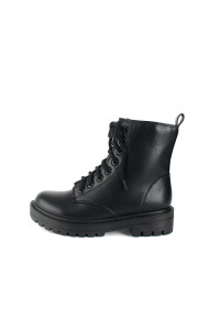 Soda Firm - Lug Sole Combat Ankle Bootie Lace Up Wside Zipper (Black, Numeric_6_Point_5)