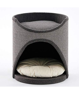 Ycdjcs Cat Scratch Post Enclosed Warm Cat House Removable Sleeping Mat Multi-Layer Cat Climbing Frame With Hanging Ball Toy Pet Supplies Cats Activity Trees (Color : Gray Size : 404045 Cm)