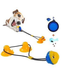 SHUNY Double Suction Cup Dog Chew Toy Tug of War Rope Toys for Aggressive Chewers Interactive Puppy Puzzle Toys Food Dispensing Toothbrush Teeth Cleaning Ball for Large Dogs