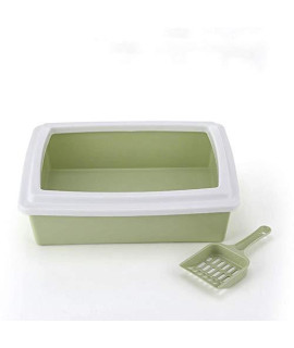 Zfcmiao Cat Litter Box With Scoop Pet Toilet Anti Splash Kitten Bedpan Puppy Waste Cleaning Plastic Sand Box Small Pets Pee Tray Trainer-Green_12X39X30Cm