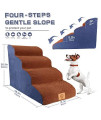 Topmart High Density Foam Dog Steps 4 Tiers,Extra Wide Deep Pet Steps,Non-Slip Pet Stairs,Dog Ramp for Bed,Soft Foam Dog Ladder,Best for Older Dogs Injured,Older Pets,Cats with Joint Pain