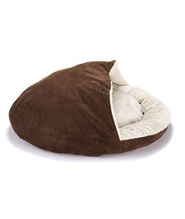 The Lakeside Collection Animal Pet Bed with Blanket Cover Top for Dogs and Cats - Brown