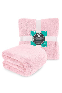 PetAmi Fluffy Waterproof Dog Blanket Fleece | Soft Warm Pet Fleece Throw for Large Dogs and Cats | Fuzzy Furry Plush Sherpa Throw Furniture Protector Sofa Couch Bed (Pink Blush, 60x80)