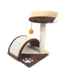 Fukua 19" Sisal Hemp Cat Tree Pet Supplies Scratching Pole Post Ball Cat Toy Scratching Pads Brown