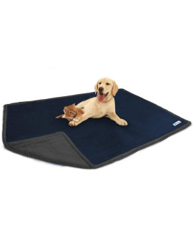 PetAmi Waterproof Dog Blanket for Bed Couch Sofa | Waterproof Dog Bed Cover for Large Dogs| Navy Grey Sherpa Fleece Pet Blanket Furniture Protector | Reversible | Queen 90" x 90" (Navy/Gray)