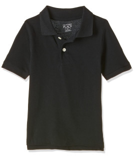The childrens Place boys Uniform Pique Polo Shirt, Black, XXL 16 husky