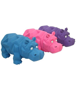 Multipet 3 Pack of Origami Hippo Latex Dog Toys, 8 Inch, Assorted Colors
