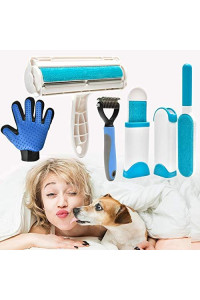 4Pcs,1 Pet Hair Remover Brush &1 Remover Roller &1 Grooming Glove &1 Undercoat Rake - Dog Hair Removal Universal Suit - Lint Brush Androllers Cat Hair Remover for Couch Shedding Gloves Dematting Tool