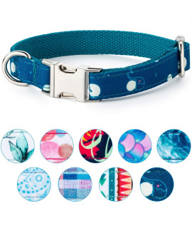 VIILOcK cute Boy Dog collar for Small Dogs, Soft Webbing Dog collar for Medium Dog (Elephant Blue, M)