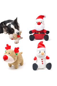 UNIWILAND Latest christmas Squeaky Dog Toys Pack for Puppy, Durable Beef Flavored Stuffed Animal Plush chew Toys with Squeakers, cute Soft Pet Toys for Teeth cleaning, for Small Medium Large Dogs