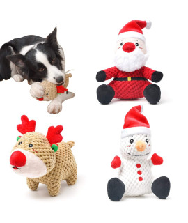 UNIWILAND Latest christmas Squeaky Dog Toys Pack for Puppy, Durable Beef Flavored Stuffed Animal Plush chew Toys with Squeakers, cute Soft Pet Toys for Teeth cleaning, for Small Medium Large Dogs