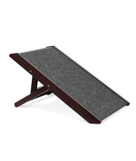 BIRDROCK HOME Adjustable Dog Ramp for Low Beds or Couches - Small Dogs or Cats Only - Decorative Wooden Folding Doggie Ramps - Paw Friendly Grip Carpet - Espresso 13"