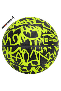 AND1 Fantom Rubber Basketball Pump (graffiti Series)- Official Size 7 (295A) Streetball, Made for Indoor and Outdoor Basketball games (Volt)