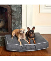 Winn + Willow - Sadie Pet Bed, Small, Charcoal + Gray Piping