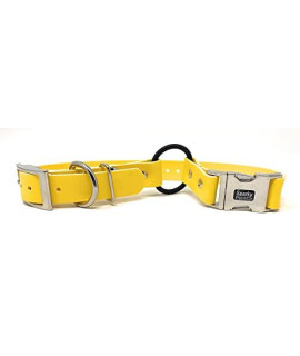 Sparky Pet Co - Zeus ECollar Replacement Strap - Bungee Loop Dog Collar - Waterproof Biothane - Adjustable - Double Buckle - Quick Snap Metal Clasp - for Invisible Fence Systems 1"x 30" (Yellow)