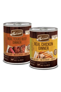 Merrick Grain Free Wet Dog Food Variety Pack, Real Texas Beef and Chicken Dinner, Canned Dog Food - (12) 12.7 oz. Cans