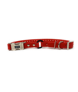 Sparky Pet Co - Zeus ECollar Replacement Strap - Bungee Loop Dog Collar - Waterproof Biothane - Adjustable - Double Buckle - Quick Snap Metal Clasp - for Invisible Fence Systems - 3/4" x 28" Red
