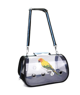 TunTenDo Bird Travel Bag Portable Pet Bird Parrot Carrier Transparent Breathable Travel Cage,Lightweight Bird Carrier,Bird Travel Cage (Medium Size and Large Size is The Same) (Blue)