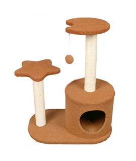 Zvivi Cat Tree Condo With Paper Rope Covered Scratching Post Activity Center For Climbing Relaxing And Playing Natural Jute Fiber Pet Stand Cat Scratching Post Multifunctional Platformbrown
