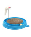 N/D Cat Toy?Cat Turntable?Cat Interactive Toys?Corrugated Cat Scratcher with Rolling Ball Mouse?Catch The Mouse and Track Exercise Ball Toy Blue.