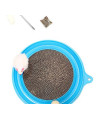 N/D Cat Toy?Cat Turntable?Cat Interactive Toys?Corrugated Cat Scratcher with Rolling Ball Mouse?Catch The Mouse and Track Exercise Ball Toy Blue.