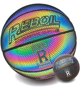 Leather Basketball- Holographic Basketball, Kids Basketball, Small Basketball, Youth Basketballs, Basketball Gift-Size 285 Multi Rainbow Color