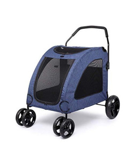 Na Qinghon Pet Stroller Cart Foldable Dog Cat Puppy Travel Pushchair With Storage Basket For Medium Small Pet Max Loading 30Kg648064Cm Zqh (Color : Gray)