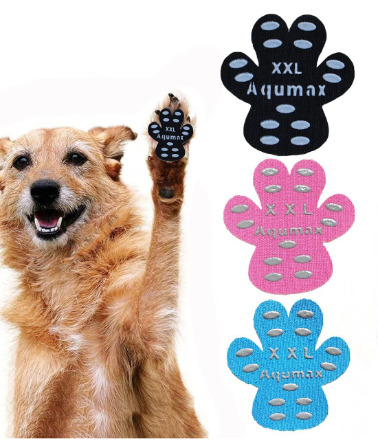 Aqumax Dog Anti Slip Paw Grips Traction Pads,Paw Protection with Stronger Adhesive, Non-Toxic,Multi-Use on Hardwood Floor or Injuries,12 sets-48 Pads XXL