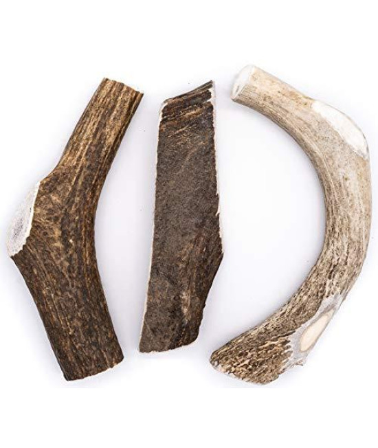 Perfect Pet Chews Deer, Elk, Moose Antler Dog Chew Assortment - Grade A, All Natural, Organic, and Long Lasting Treats - Made from Naturally Shed Antlers in The USA - Mega Treat