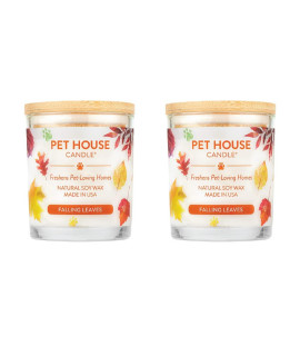 One Fur All, Pet House Candle - 100% Soy Wax Candle - Pet Odor Eliminator for Home - Non-Toxic and Eco-Friendly Air Freshening Scented Candles (Pack of 2, Falling Leaves)