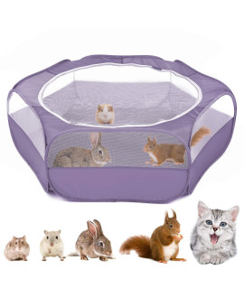 VavoPaw Small Animals Playpen, Waterproof Breathable Indoor Pet cage Tent with Zipper cover, Portable Outdoor Exercise Yard Fence for Kitten Hamster Bunny Squirrel guinea Pig Hedgehog, Purple