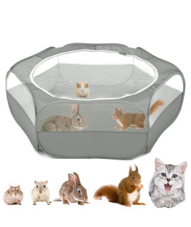 VavoPaw Small Animals Playpen, Waterproof Breathable Indoor Pet cage Tent with Zipper cover, Portable Outdoor Exercise Yard Fence for Kitten Hamster Bunny Squirrel guinea Pig Hedgehog, gray