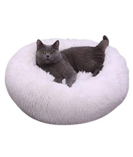 Apawii Long Plush Comfy Calming & Self-Warming Bed for Cat & Dog, Furry Donut Cuddler, Pet Donut Bed, Anti Anxiety, Soothing, Fluffy, Washable