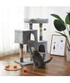 YYAO Cat Tree Cat Climb Tree Stand Scratching Post Cat Condo Furniture with Interactive Ball,Cat Tree Stand Activity Center Kittens Activity Tower Pet Play House,Light Gray