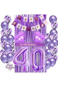 40th Birthday Decorations for Women, 40th Birthday Balloons Purple, 40th Birthday Decorations, Purple Balloons, Its My Birthday Sash, cake Topper, Birthday Banner for 40th Birthday Decorations